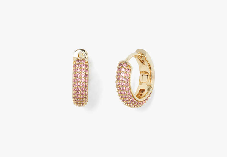 Brilliant Statements Pavé Mini Hoops, Pink, Product