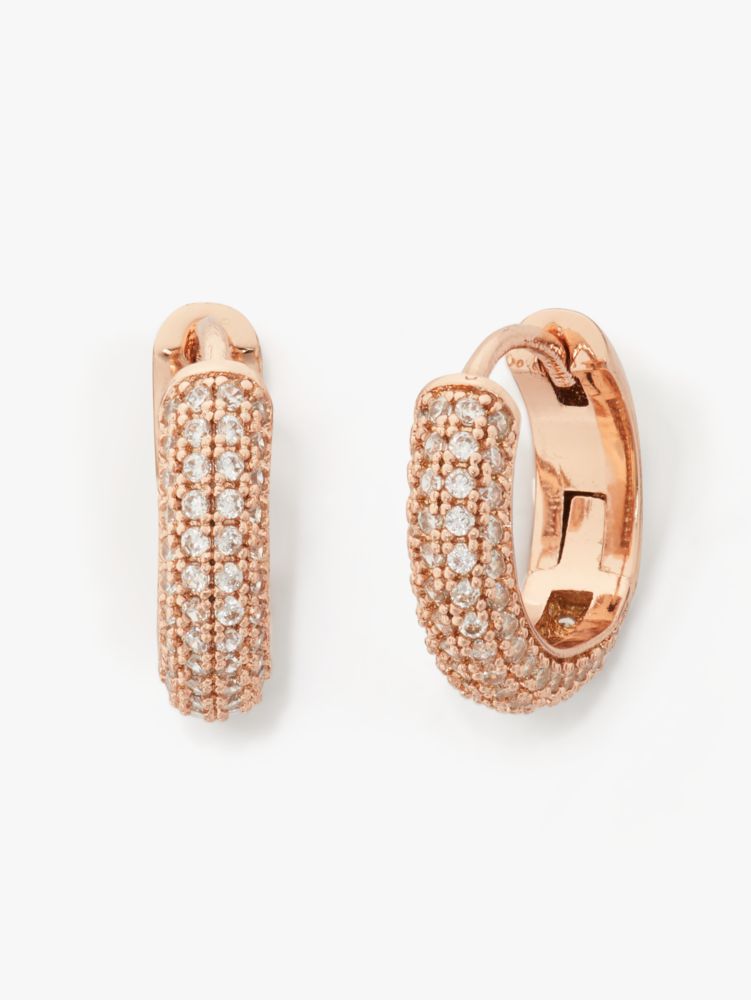 Brilliant Statements Pavé Mini Hoops, Clear/Rose Gold, ProductTile