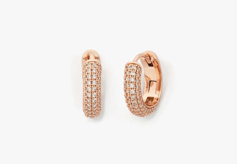 Brilliant Statements Pavé Mini Hoops, Clear/Rose Gold, Product