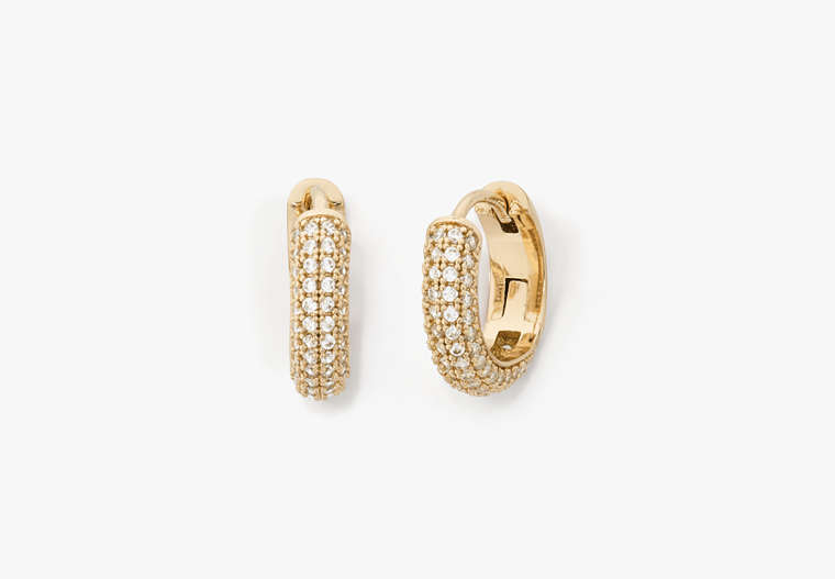 Brilliant Statements Pavé Mini Hoops, Clear/Gold, Product