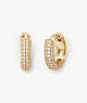 Brilliant Statements Pavé Mini Hoops, Clear/Gold, ProductTile