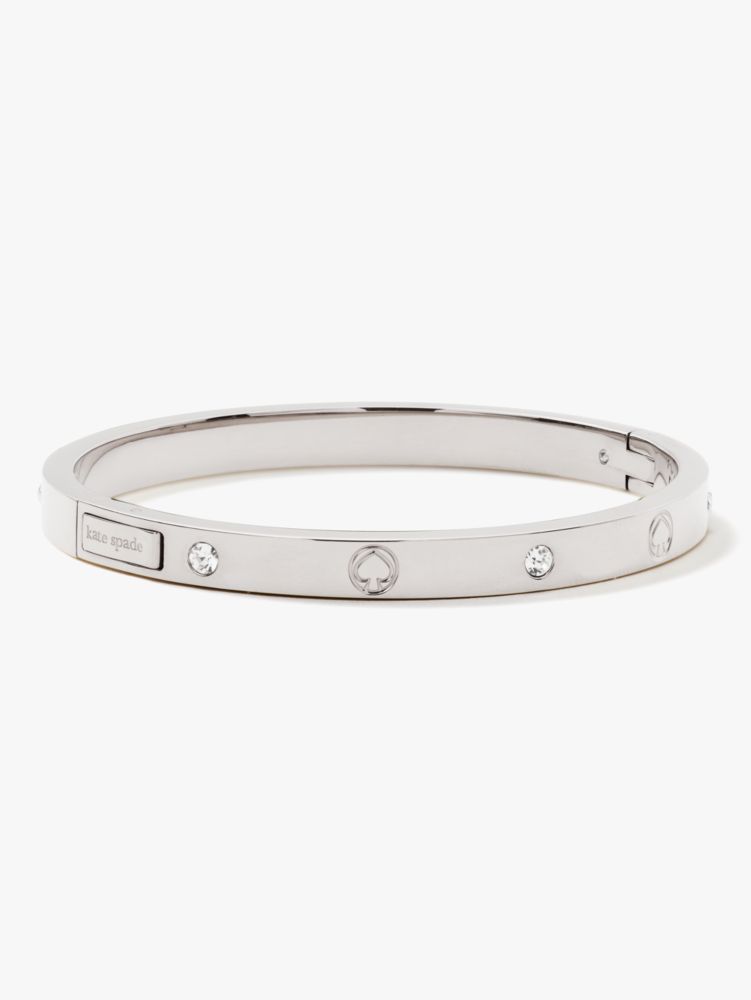 Women's silver infinite spade engraved spade bangle | Kate Spade New York NL