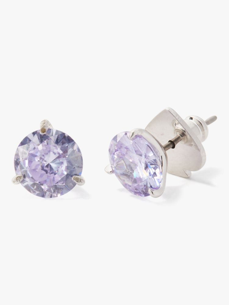 Shop Kate Spade Brilliant Statements Tri-prong Studs In Light Amethyst