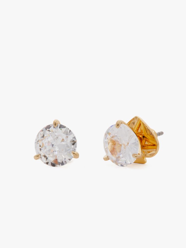 Brilliant Statements Tri-prong Studs, Clear/Gold, ProductTile