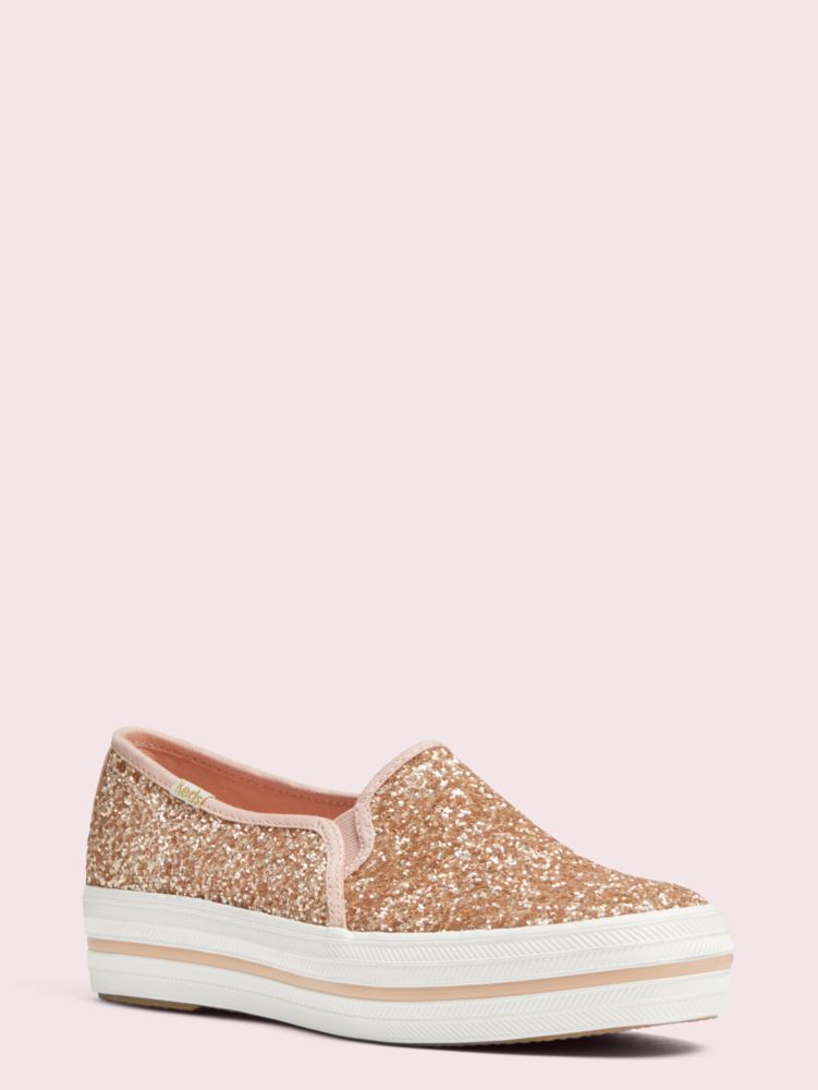 Women's rose gold keds x kate spade new york triple decker glitter sneakers  | Kate Spade New York UK