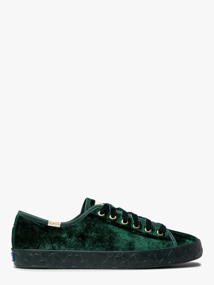 Keds X Kate Spade New York Kickstart Logo Velvet Sneakers, Deep Jade, Product