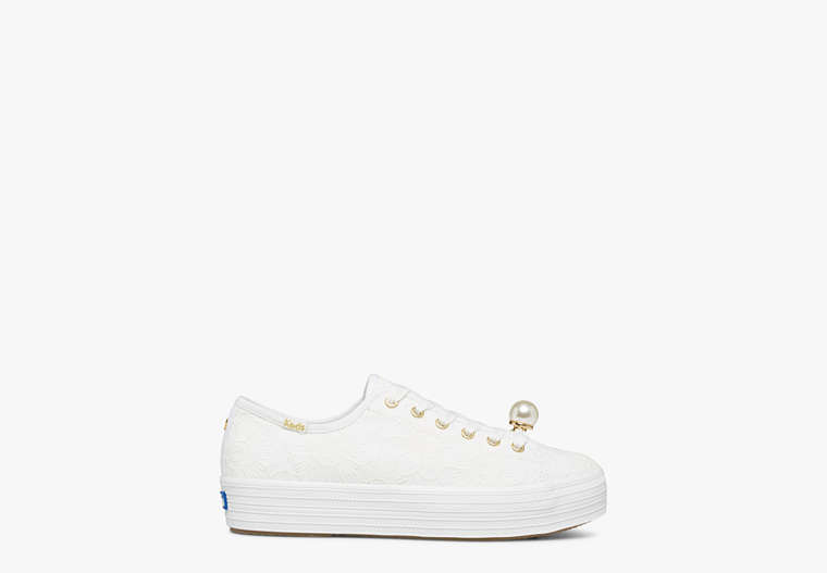 Keds X Kate Spade New York Triple Kick Floral Eyelet & Pearl Sneakers, WHITE, Product image number 0