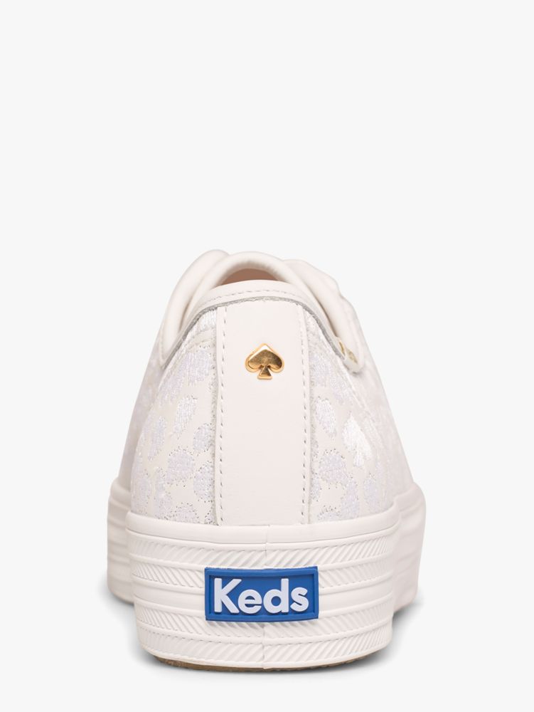 Keds X Kate Spade New York Triple Kick Embroidered Leopard Leather Sneakers  | Kate Spade New York