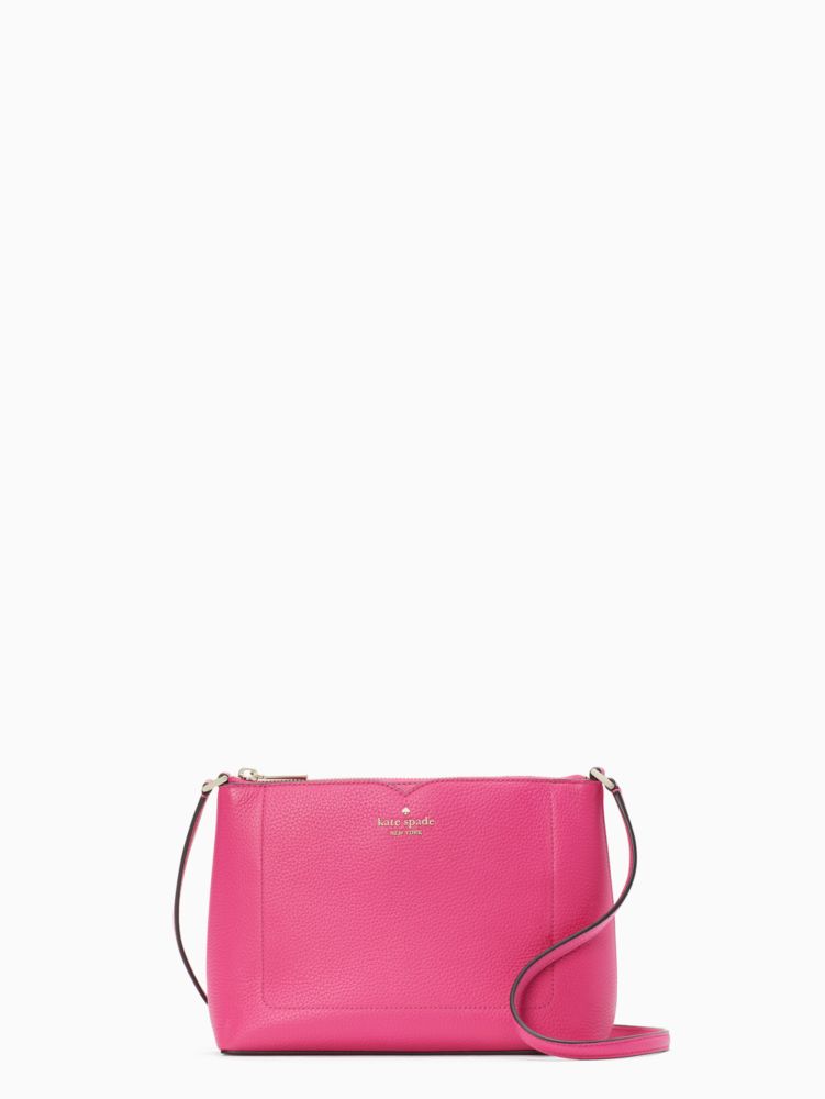 Kate Spade Harlow Crossbody Pink Hibiscus Pebbled Leather WKR00058 NWT $279  FS