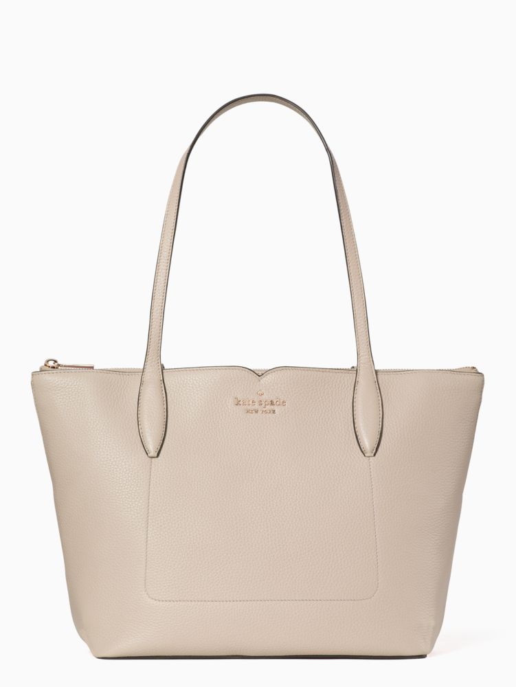 Kate Spade Large Infinite Triple Compartment Tote Bag Warm Beige Pebbled  Leather 196021024405