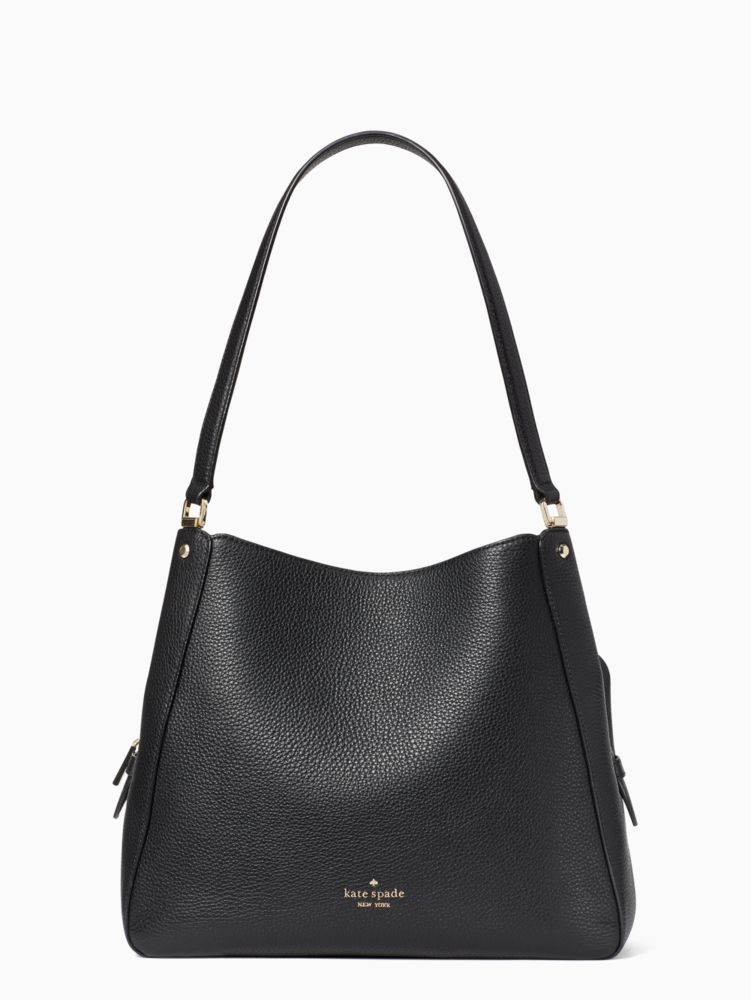 Leila Medium Triple Compartment Shoulder Bag, Black, ProductTile