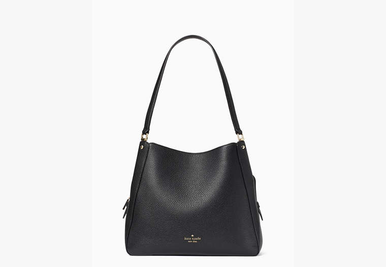 Leila Medium Triple Compartment Shoulder Bag, Black, Product image number 0