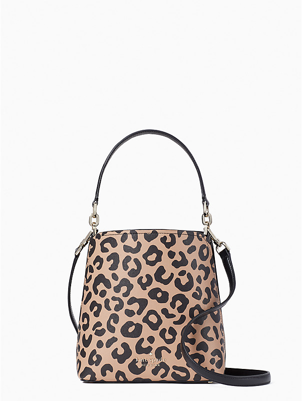 darcy graphic leopard small bucket bag, , rr_large