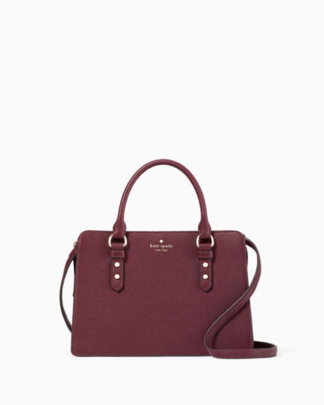Kate Spade,mulberry street lise satchel,satchels,Deep Berry