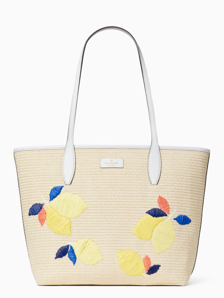 Ash Straw Lemon Zest Large Tote | Kate Spade Surprise