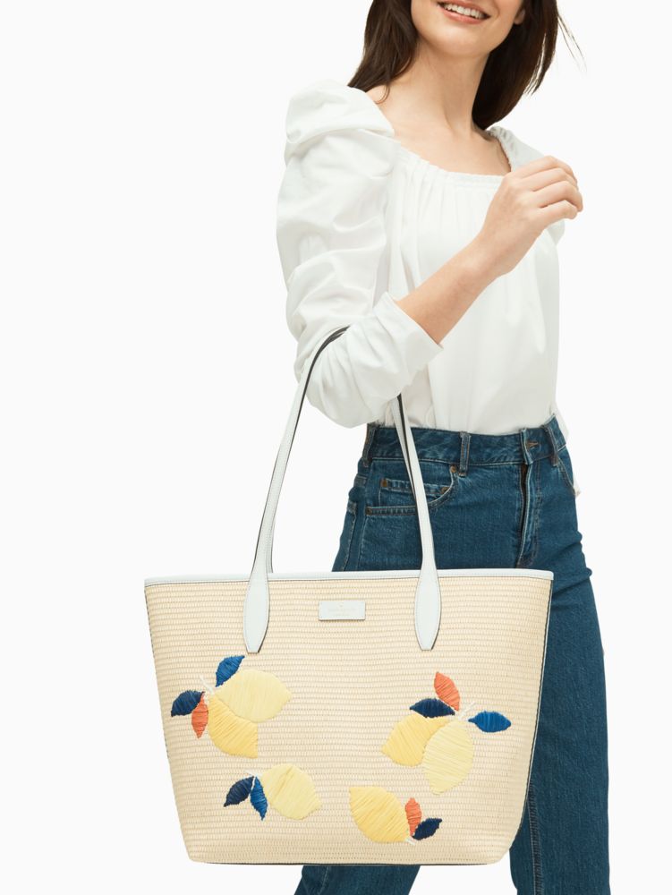 Ash Straw Lemon Zest Large Tote | Kate Spade Surprise