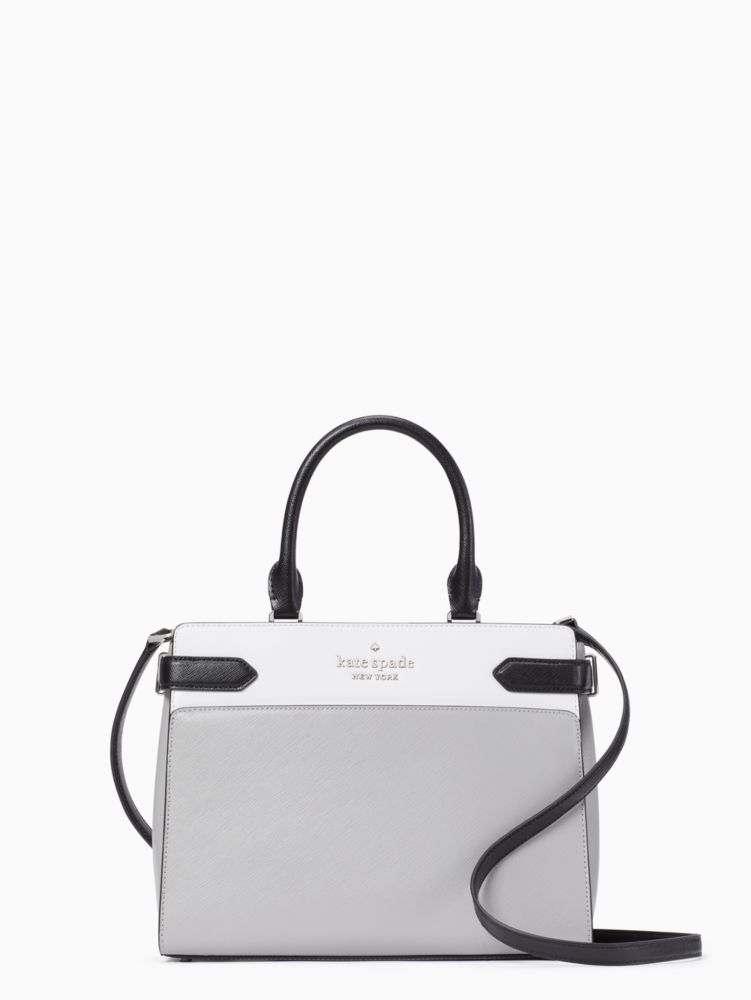 Kate Spade New York Staci Medium Saffiano Leather Satchel (Nimbus Grey)