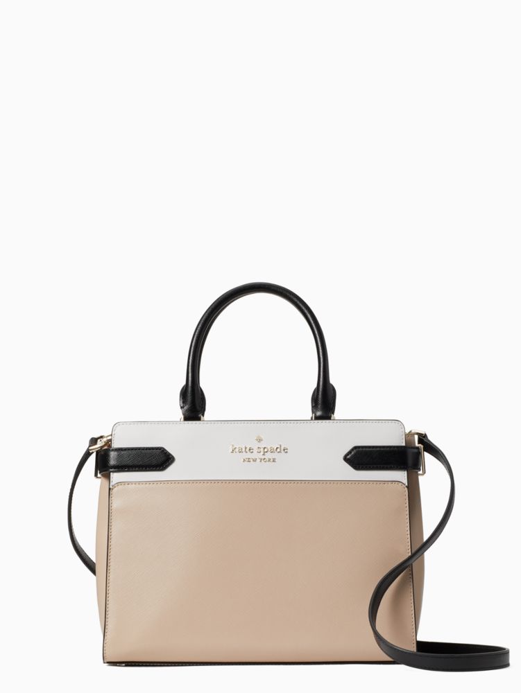 新品 ケイトスペード kate spade ハンドバッグ カラーブロック ミディアム サッチェル ウォームベージュマルチ