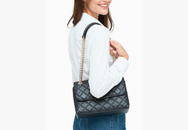 Natalia Medium Flap Shoulder Bag, Black, Product