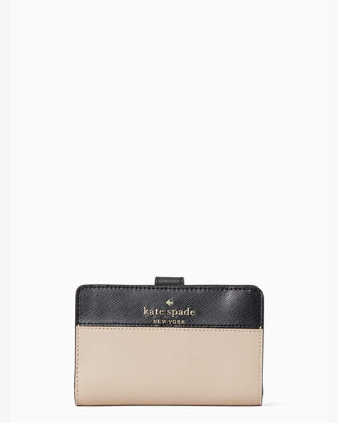 Kate Spade,staci medium compact bifold wallet,Warm Beige Multi