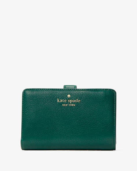 Kate Spade,Leila Medium Compact Bifold Wallet,Deep Jade