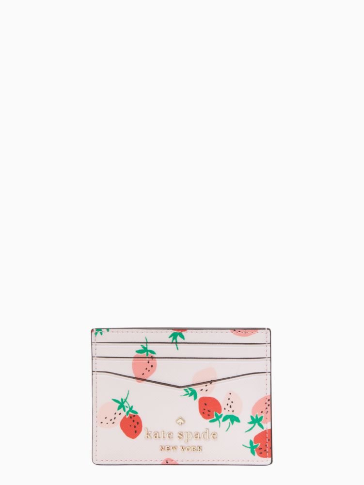 Women's pink multi staci wild strawberries small slim card holder