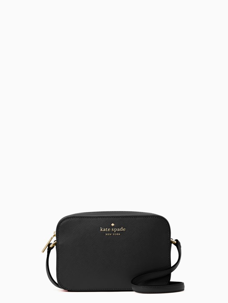 Kate Spade Staci Mini Light Rose Saffiano Leather Camera Bag Crossbody  Handbag in Black