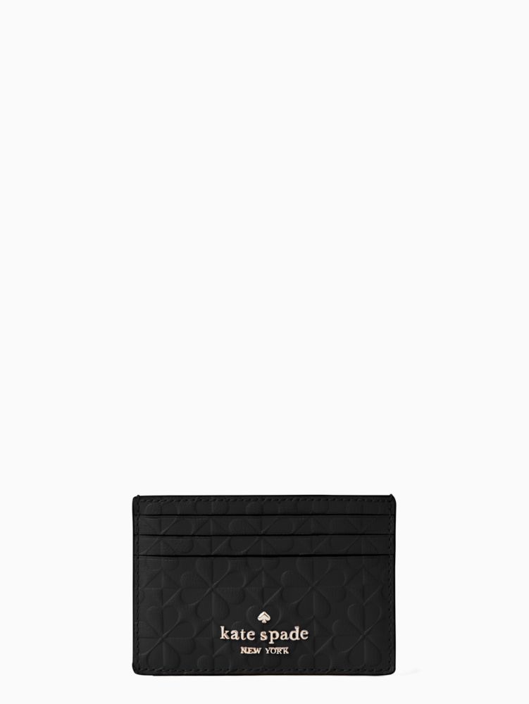 hollie spade clover geo embossed small slim card holder by kate spade new york non-hover view