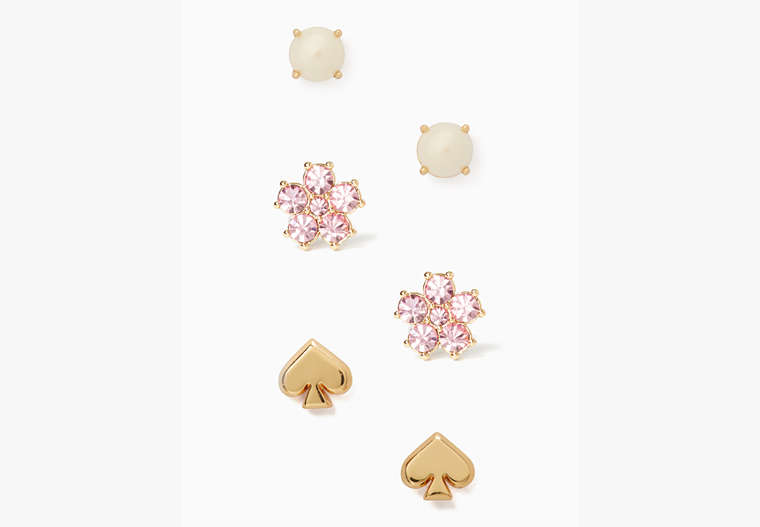 Spade, Pearl, And Flower Stud Bundle, , Product