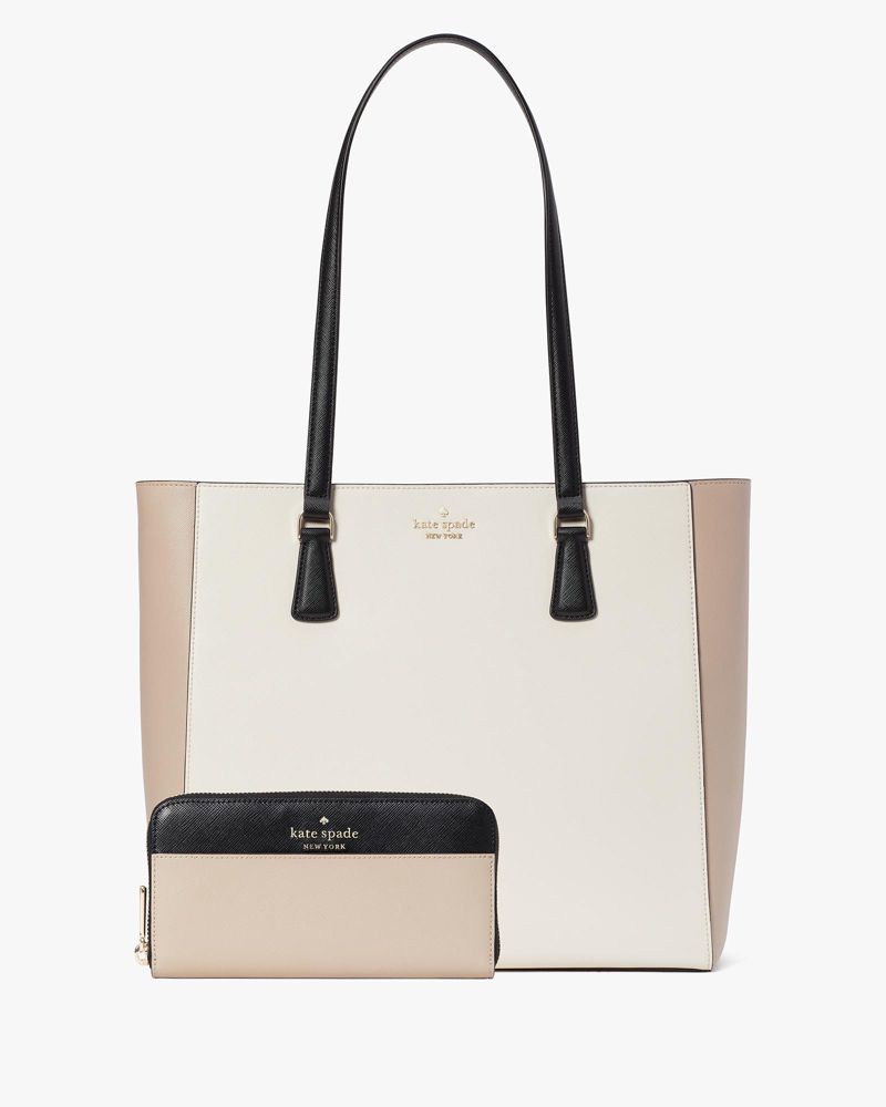 Kate spade staci laptop tote triple compartment leather colorblock